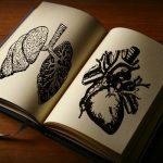 Open book with pictures of organs