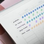 a bullet journal with a routine listed